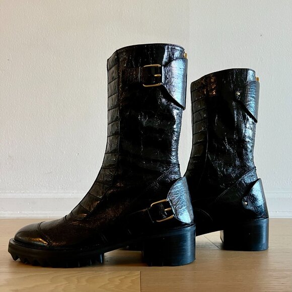 Tamara Mellon Black Wanderer Calf Boot (Patent Leather) - Picture 2 of 8